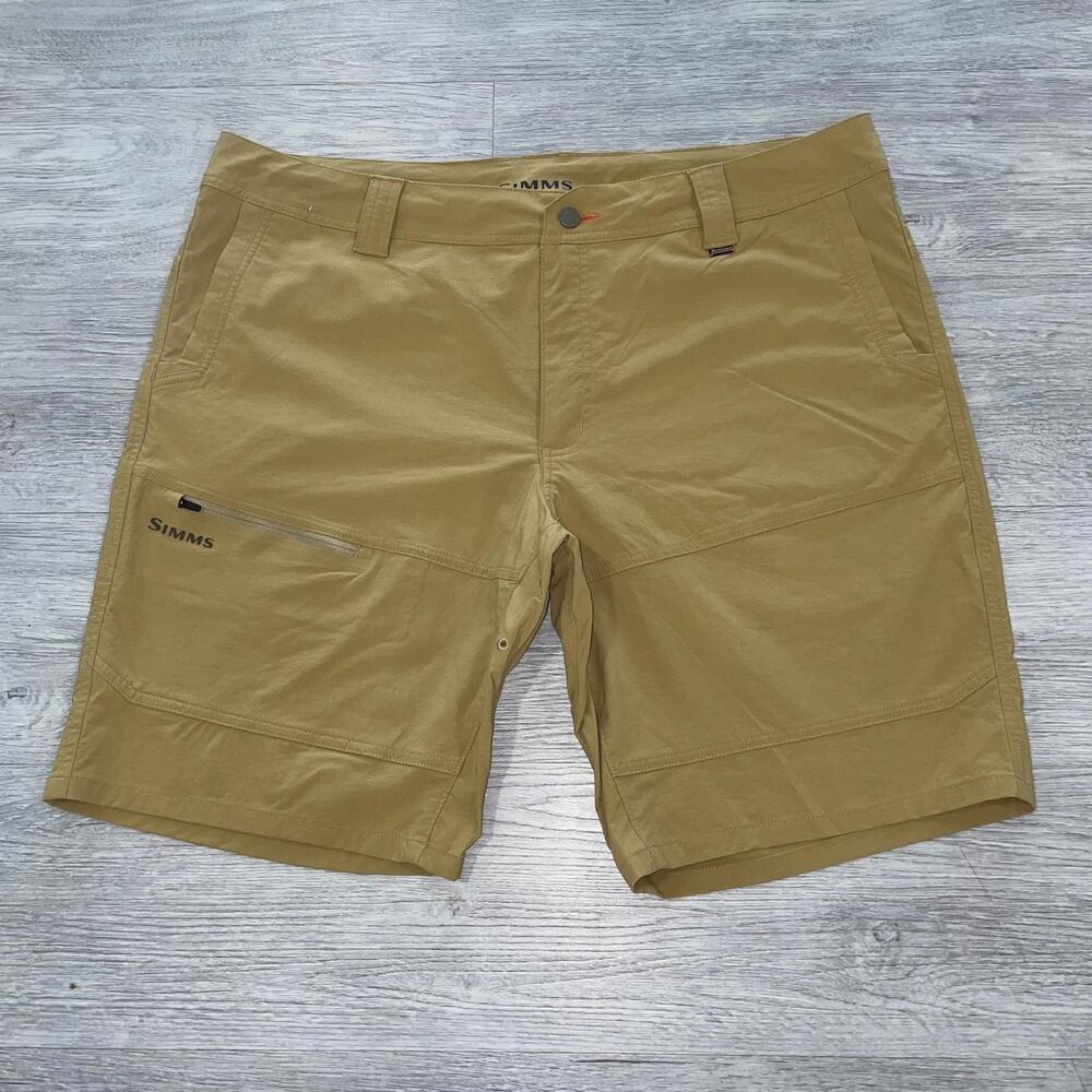 Simms Guide Short Mens 40W SPF50 Fishing Sport Performance Hiking Gear Tan Khaki